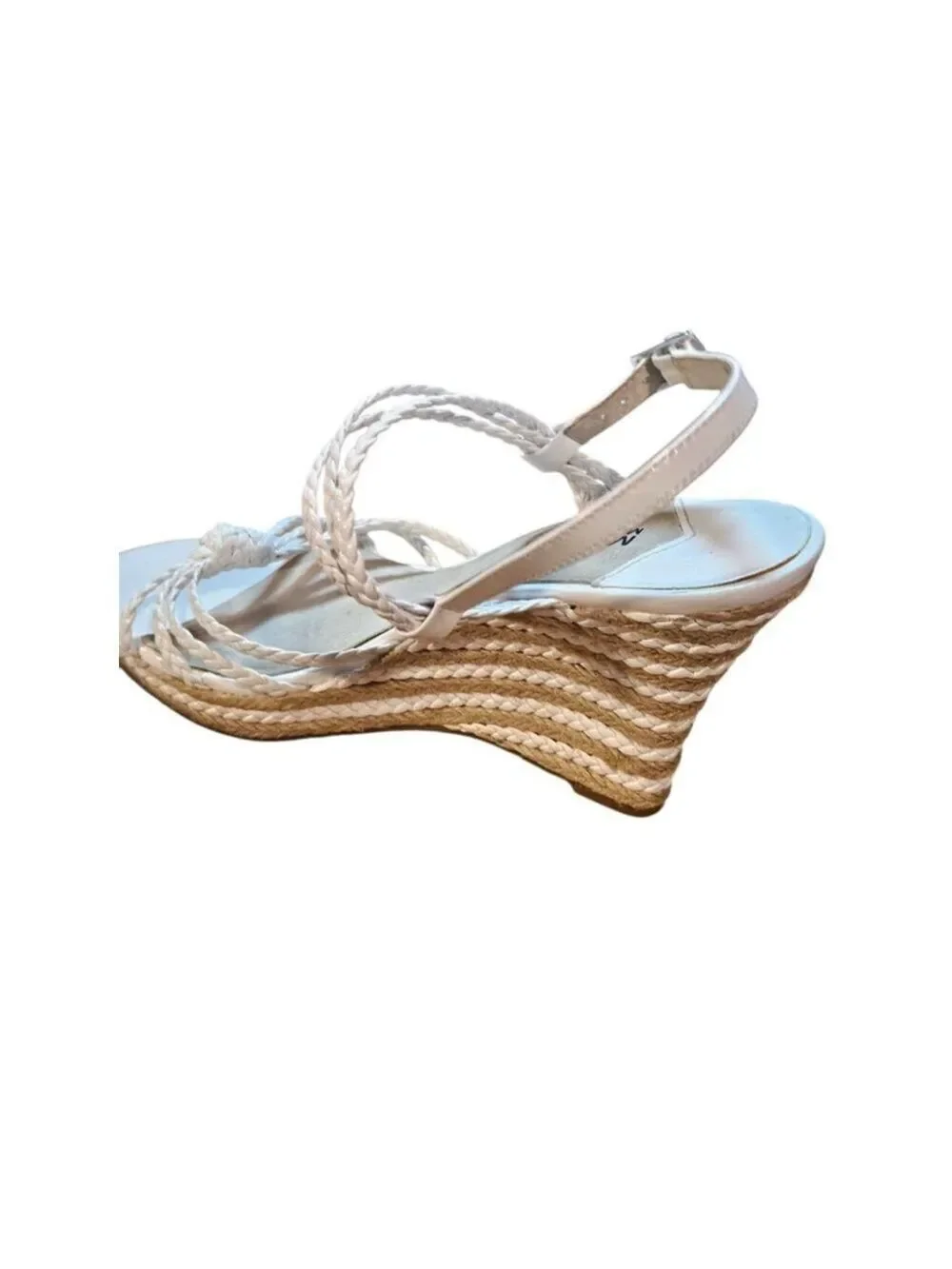 Michael Kors White & Beige Braided Espadrille Wedges Size 9.5